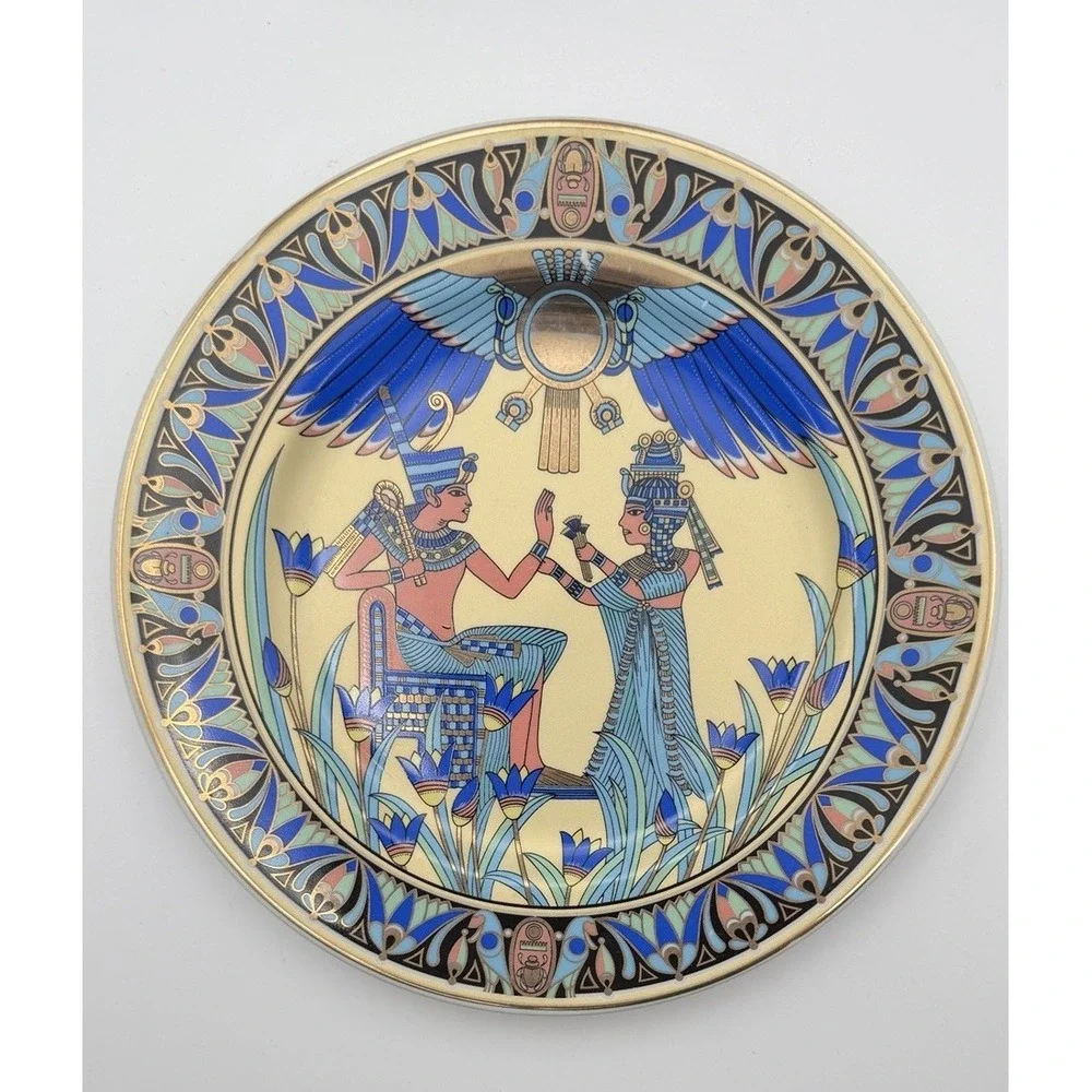 Set of 3 Limoges Egyptian Revival Decorative Plates 7.5